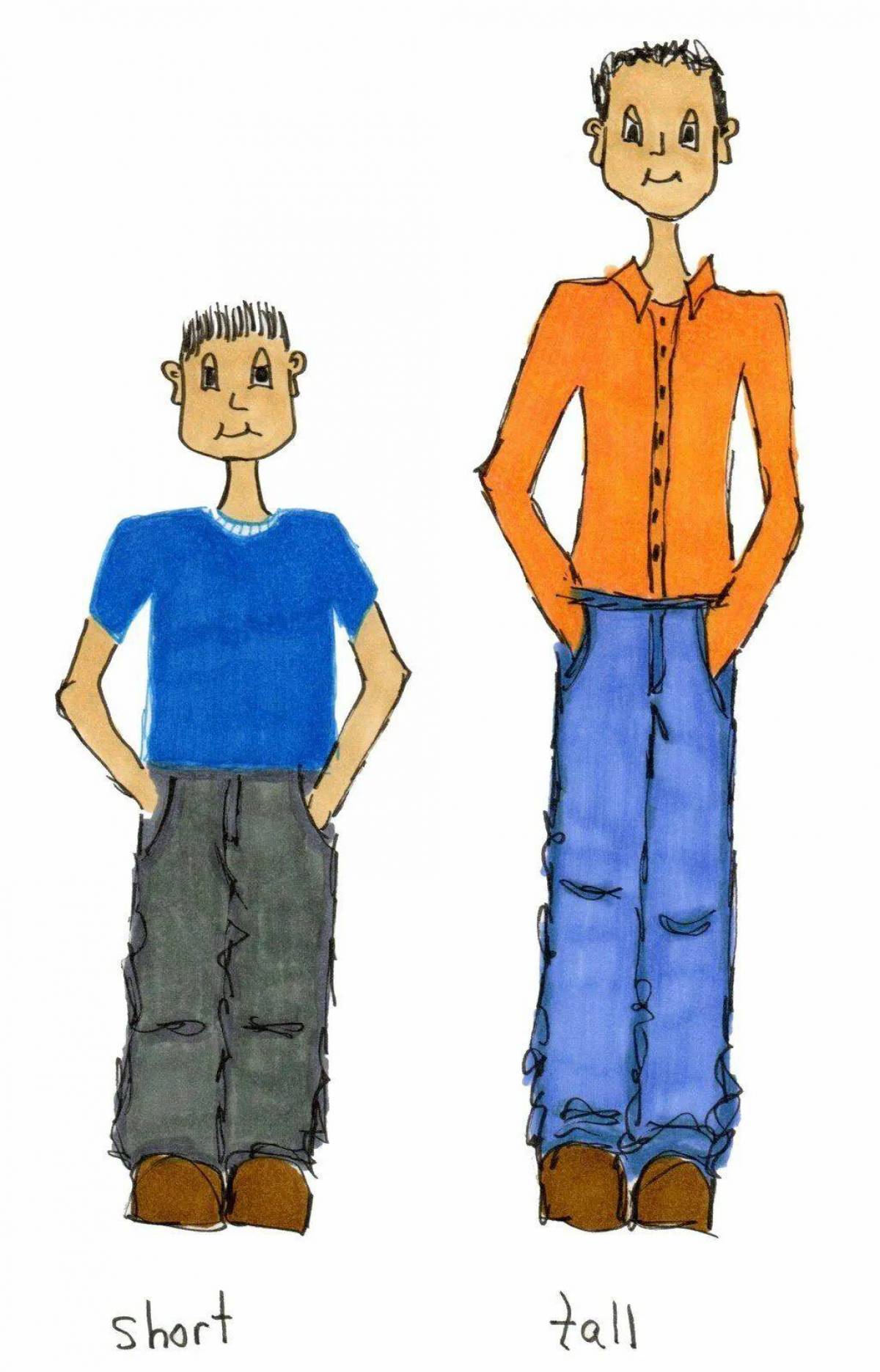 Были ниже по сравнению с. Высокий человек рисунок. Высокий и низкий человек. Длинный и короткий человек. Высокий - низкий.