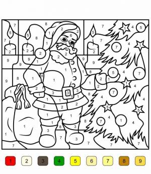 Раскраска новогодние по номерам для детей 6 7 лет #2 #420299
