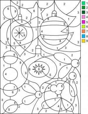 Раскраска новогодние по номерам для детей 6 7 лет #35 #420332