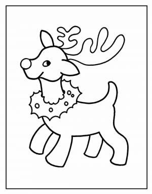 Раскраска новогодний олень для детей #15 #420742