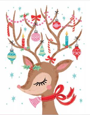 Раскраска новогодний олень для детей #31 #420758