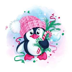 Раскраска новогодний пингвин #2 #420807