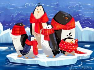 Раскраска новогодний пингвин #8 #420813