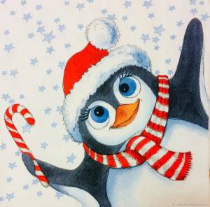 Раскраска новогодний пингвин #13 #420818