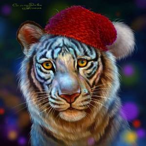 Раскраска новогодний тигр #1 #421111