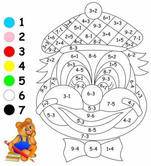 Раскраска новогодняя математическая 1 класс в пределах 10 #21 #421469