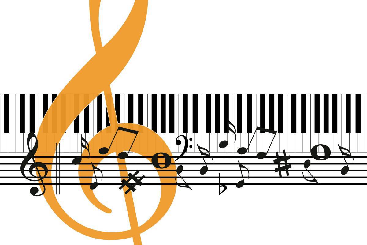 Скрипичный ключ на нотном стане - изображение в векторе