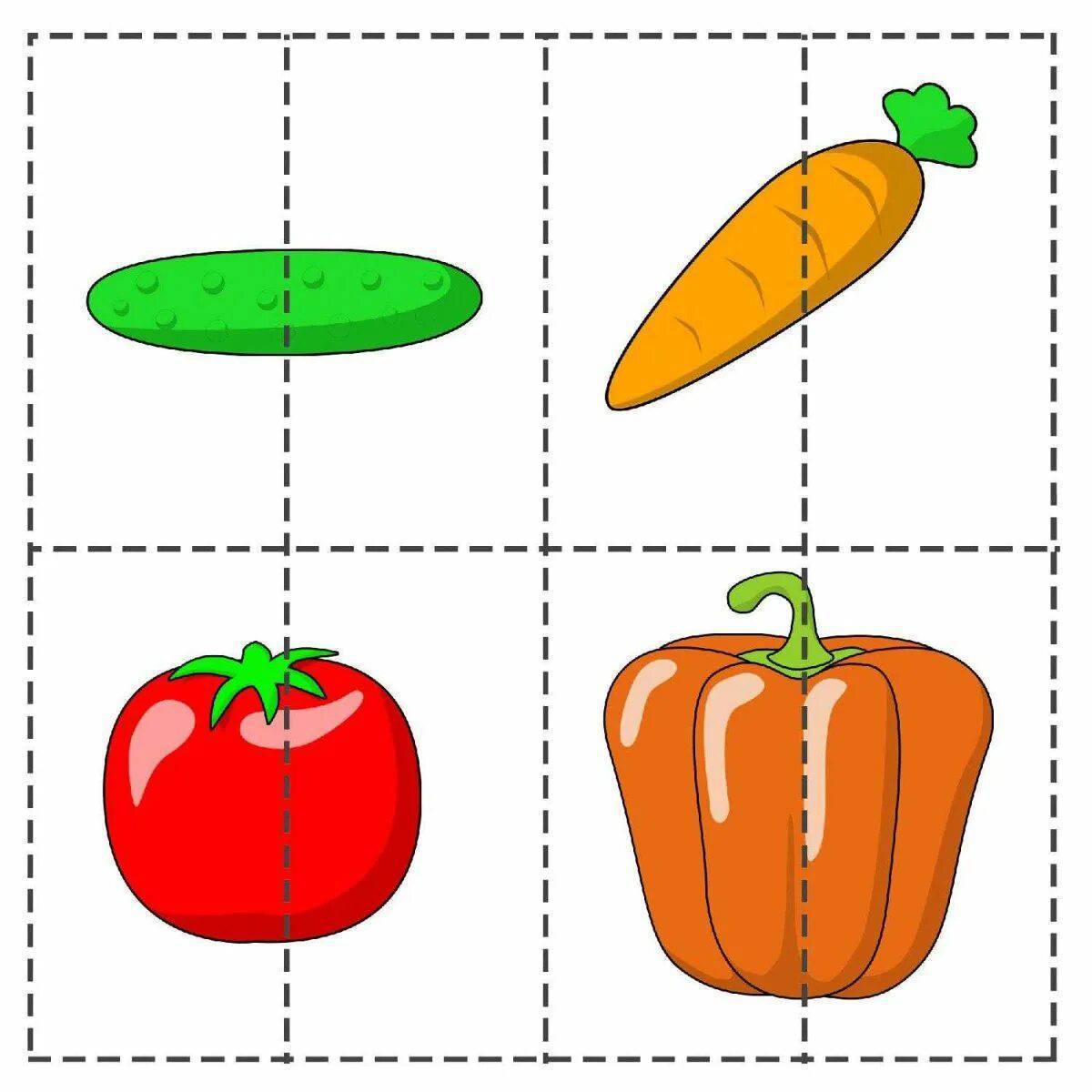 Разрезные картинки для детей 2 3 лет овощи