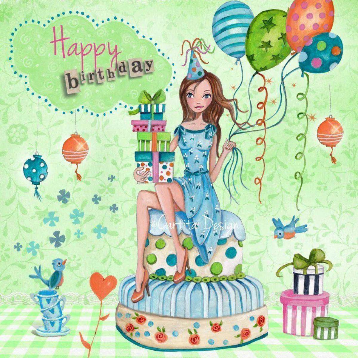 Поздравление открытка девочка 12 лет. Стильное поздравление с днем рождения. Стильные открытки с днем рождения. С днём рождения девушке. Открытки с днём рождения девочке.