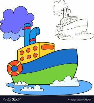 Раскраска пароход для детей #8 #434092