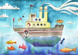 Раскраска пароход для детей #29 #434113