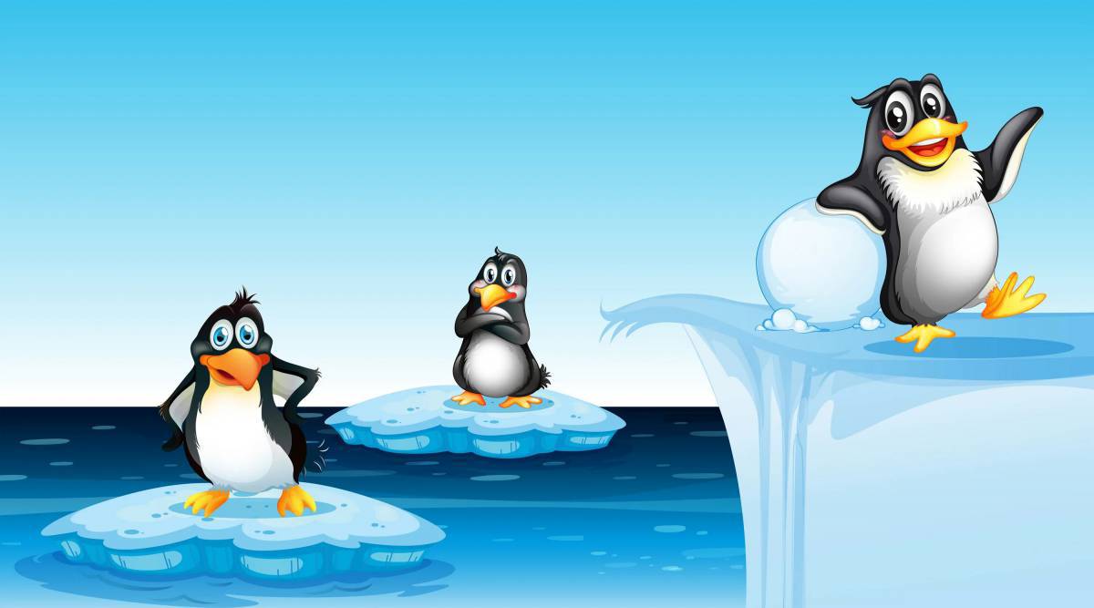 Пингвин на льдине для детей #10