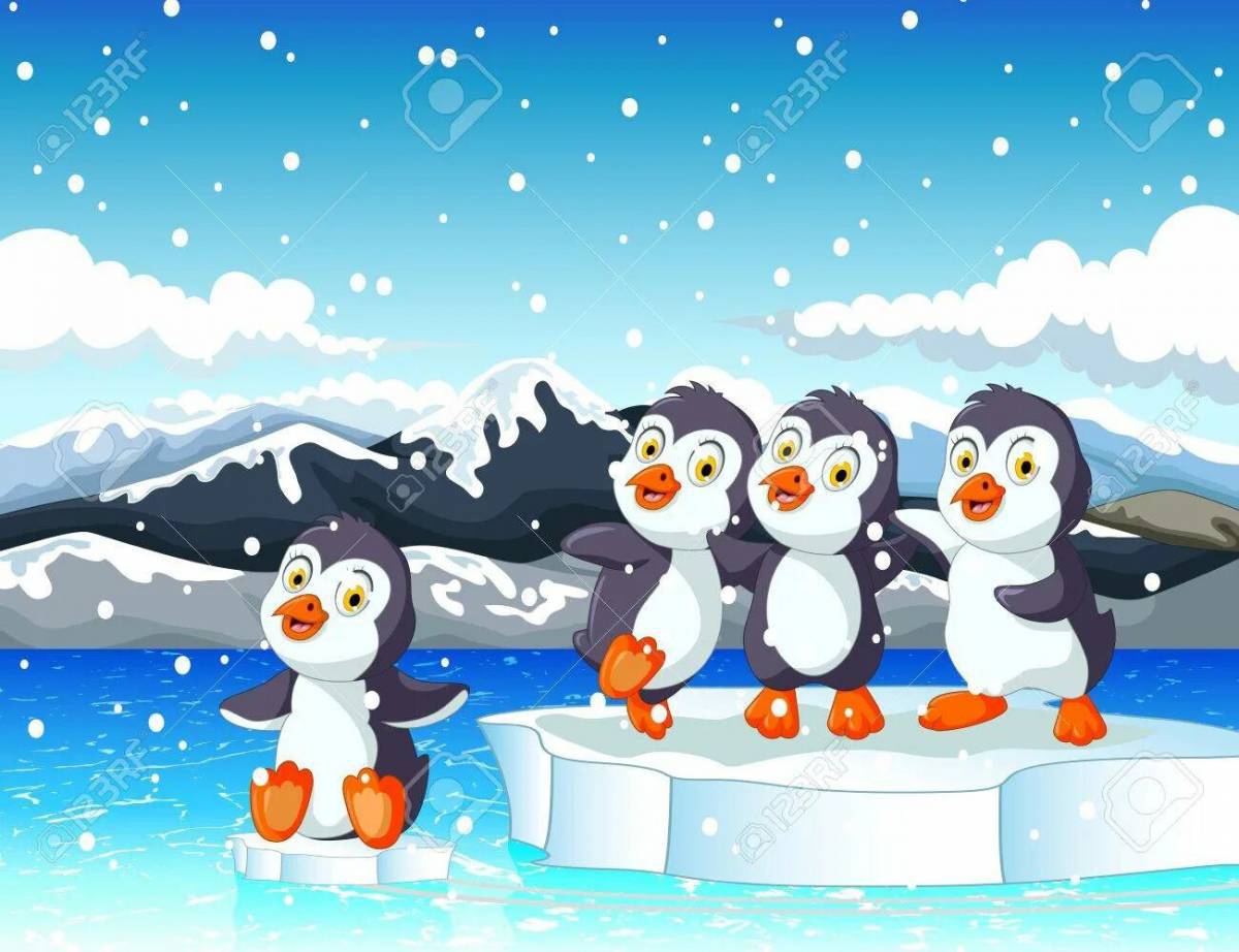Пингвин на льдине для детей #13