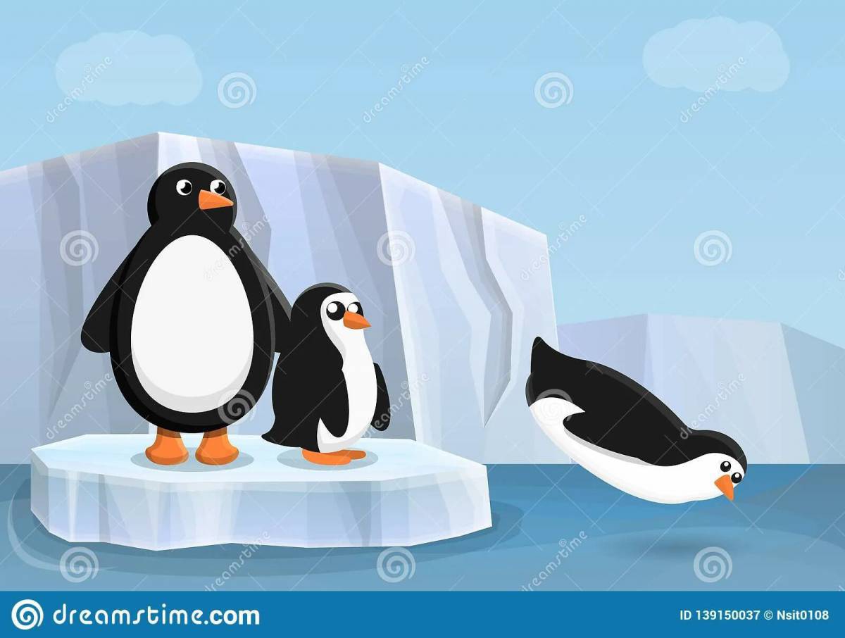 Пингвин на льдине для детей #14