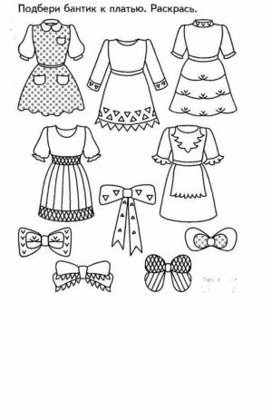 Раскраска платье для куклы для детей 3 4 лет #32 #442688