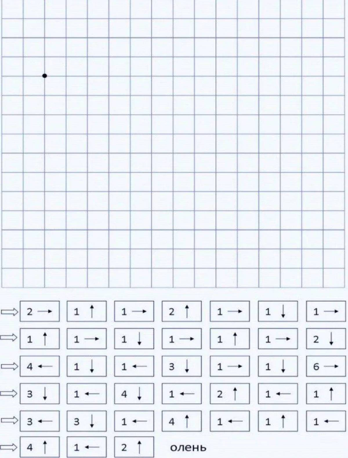 Рисовать по клеточкам в тетради с цифрами и стрелками