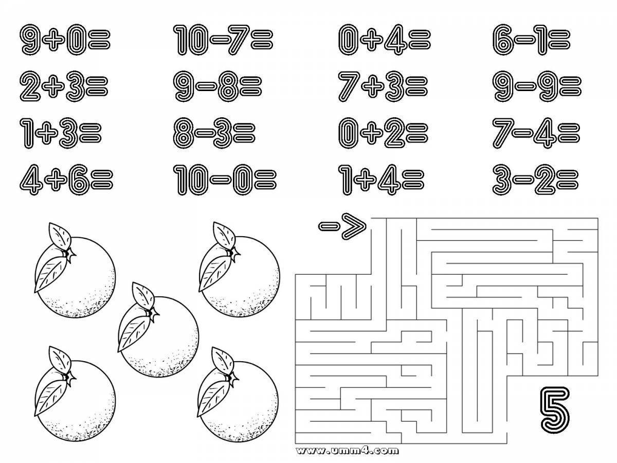 Примеры для детей 5 лет в картинках по математике распечатать