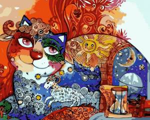 Раскраска по номерам кошка #11 #446057