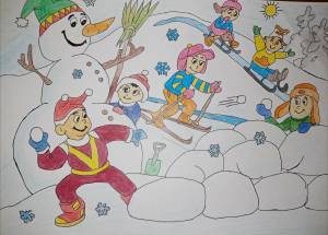 Раскраска по теме зимние забавы для детей 5 6 лет #25 #449476
