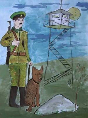 Раскраска пограничник с собакой для детей #5 #450750