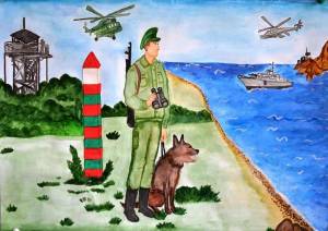Раскраска пограничник с собакой для детей #11 #450756