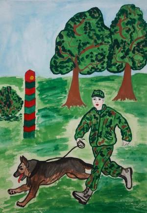 Раскраска пограничник с собакой для детей #14 #450759