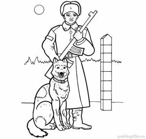 Раскраска пограничник с собакой для детей #28 #450773