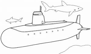 Раскраска подводная лодка для детей #20 #451019