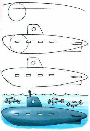 Раскраска подводная лодка для детей 5 6 лет #12 #451037