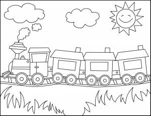 Раскраска поезд с вагонами для детей #18 #452235