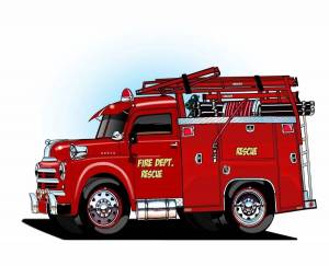 Раскраска пожарная машинка для детей #14 #452598