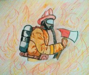 Раскраска пожарный рисунок #13 #452730