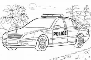 Раскраска полицейская машинка для детей 4 5 лет #6 #453945