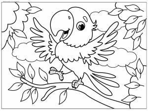 Раскраска попугай для детей 3 4 лет #12 #455983