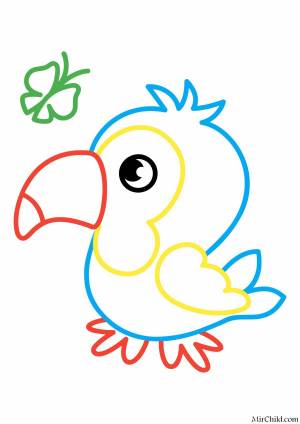 Раскраска попугай для детей 3 4 лет #33 #456004