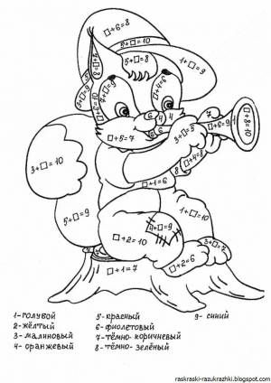 Раскраска примеры в х 1 класс в пределах 10 #4 #459327