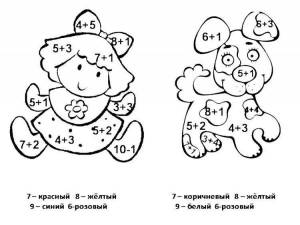 Раскраска примеры в х 1 класс в пределах 10 #8 #459331