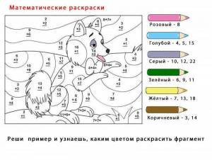 Раскраска примеры в х 1 класс в пределах 10 #31 #459354