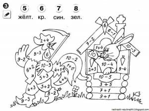 Раскраска примеры в х 1 класс в пределах 10 #35 #459358