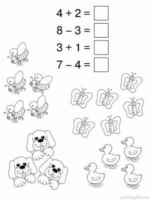 Раскраска примеры для дошкольников 6 7 лет по математике #2 #459442
