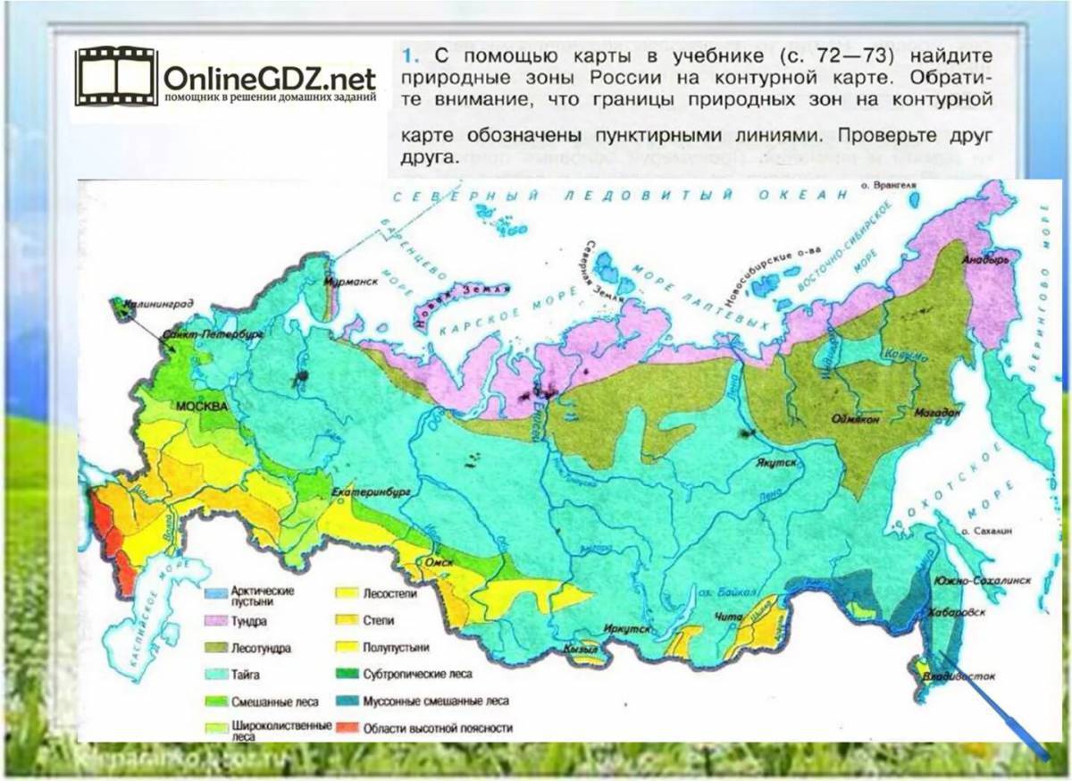 Природные зоны россии карта четвертый класс