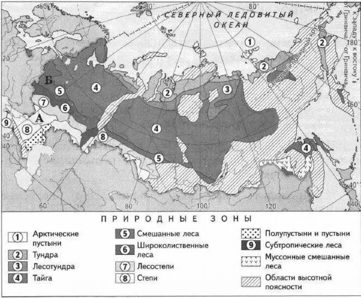 Карта с природными зонами 4 класс окружающий мир