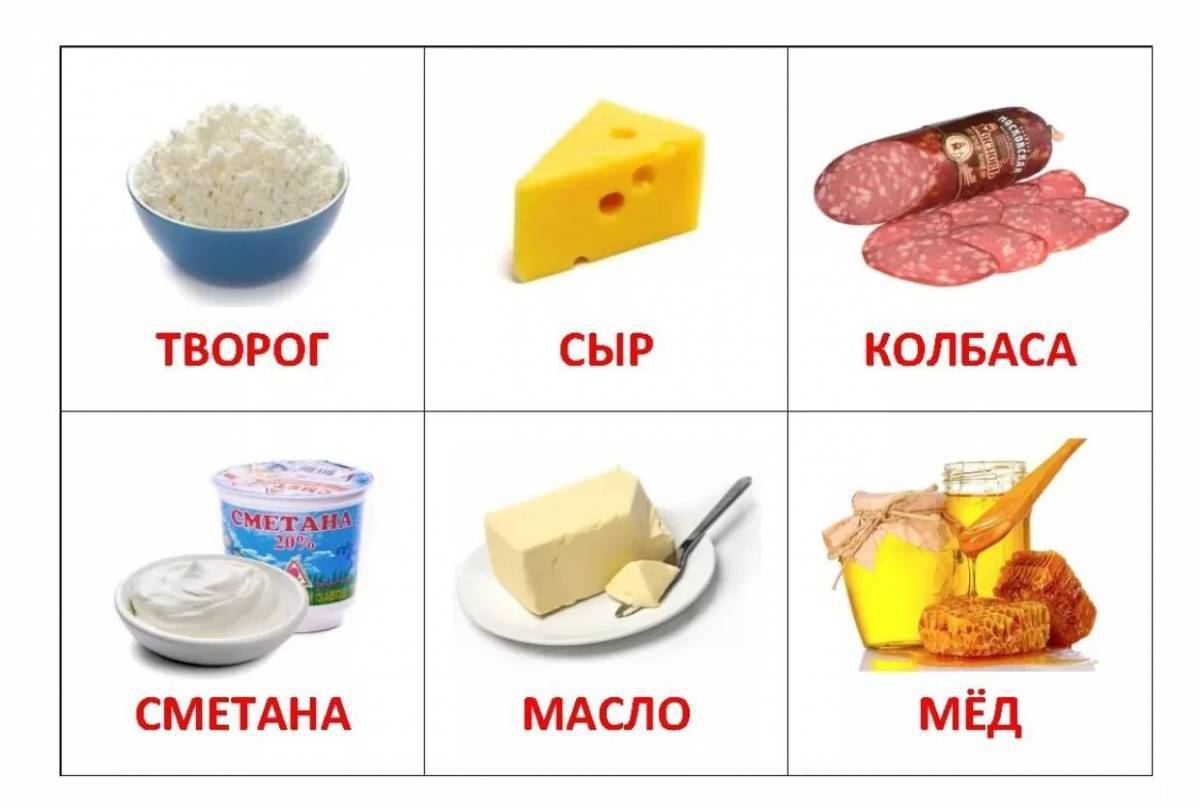 Продукты карточки для детей