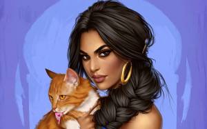 Раскраска принцесса с котиком #5 #460244