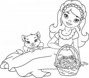 Раскраска принцесса с котиком #9 #460248