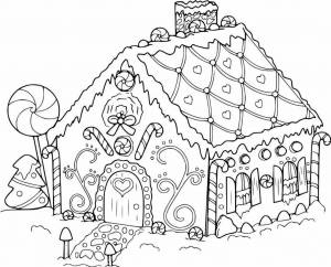 Раскраска пряничный домик для детей #16 #463404