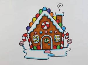 Раскраска пряничный домик для детей #18 #463406