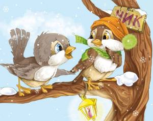 Раскраска птицы зимой для детей #16 #463941