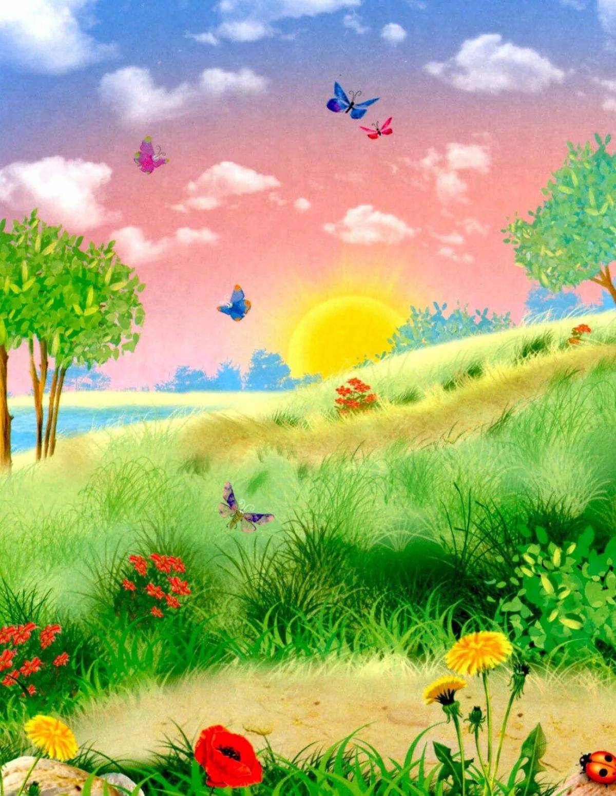 Рисунок лета для детей. Летний пейзаж для детей. Лето дети природа. Летний пейзаж в детский сад. Летний рисунок для детей.