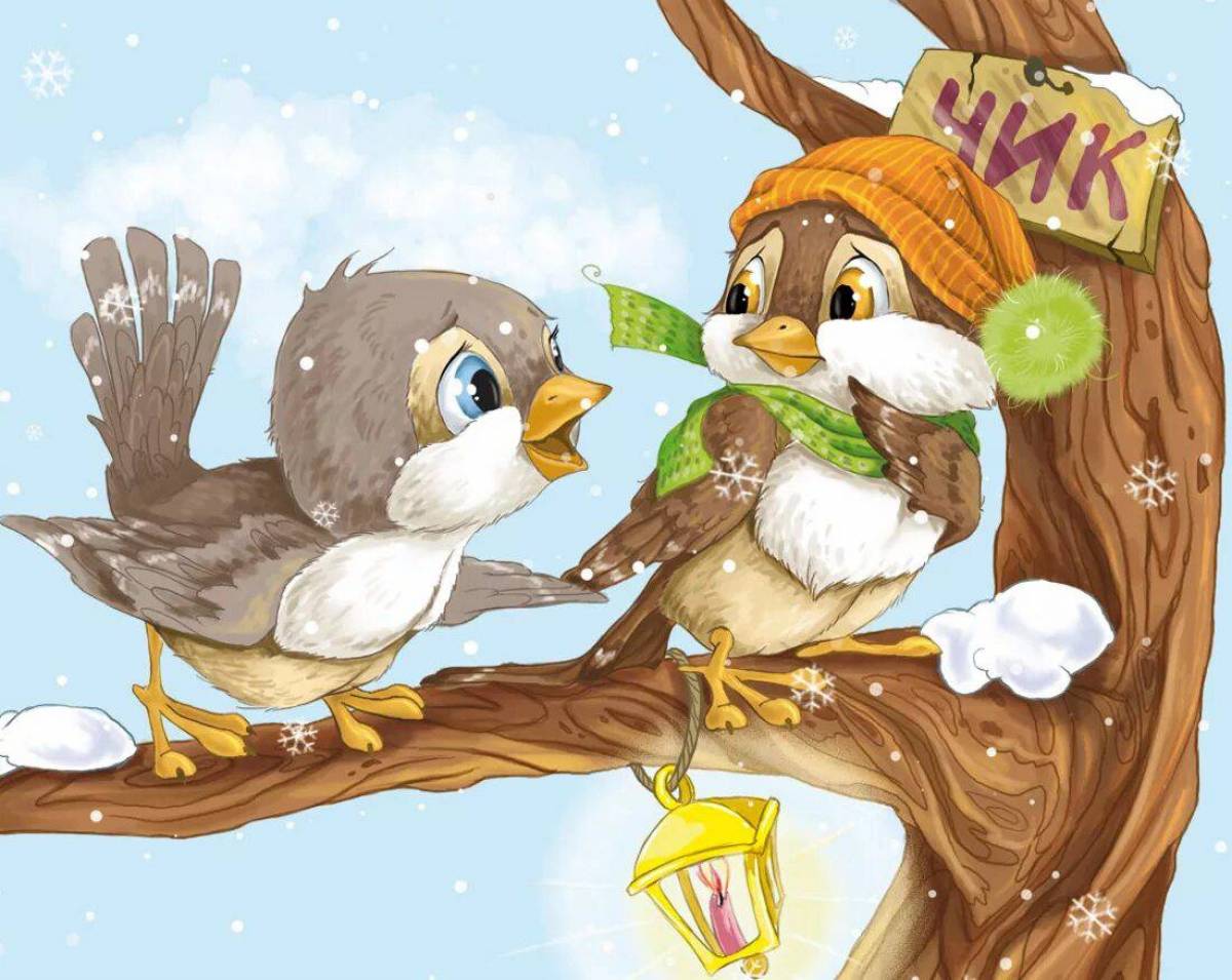 Птицы зимой для детей #16